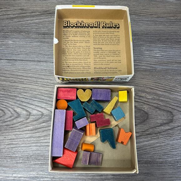 Vtg 1975 Blockhead Parker Brothers Board Game Balancing Skill Game Wooden Blocks - Picture 3 of 3